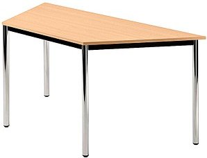 HAMMERBACHER Konferenztisch buche Trapezform, Rundrohr chrom, 160,0 x 69,0 x 72,0 cm