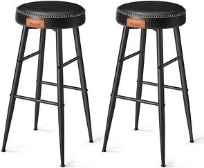 VASAGLE Barhocker LBC090B01 schwarz Kunstleder, 2 St.