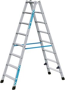ZARGES Stehleiter beidseitig Nova B silber 2x 8 Stufen, H: 184,0 cm