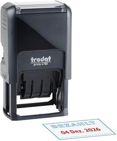trodat Datumstempel mit Text "Bezahlt" printy-dater 4750/L2 selbstfärbend blau rot, 1 St.
