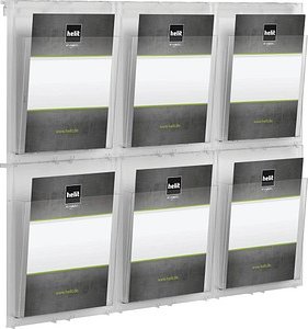 helit Wandprospekthalter the placativ transparent DIN A4 6 Fächer