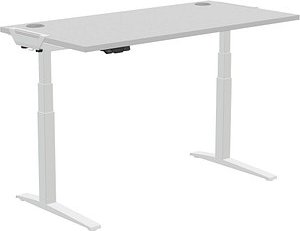Fellowes Levado elektrisch höhenverstellbarer Schreibtisch grau rechteckig, C-Fuß-Gestell weiß 180,0 x 80,0 cm