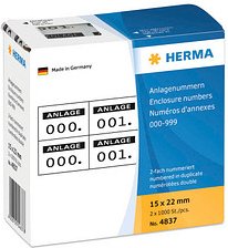 Thumbnail - HERMA Klebenummern 4837 Zahlen, weiß/schwarz 15,0 x 22,0 mm, 2x1.000 Etiketten