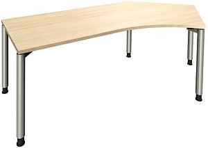 fm fastline Schreibtisch königsahorn Bogenform, 4-Fuß-Gestell silber 220,0 x 80,0 cm