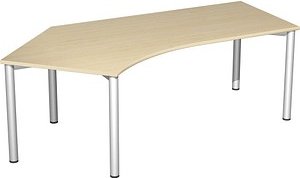 Thumbnail - geramöbel Flex Schreibtisch ahorn, silber L-Form, 5-Fuß-Gestell silber 216,6 x 113,0 cm