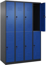 CP Spind Classic Plus enzianblau, schwarzgrau 080300-40 S10068, 8 Schließfächer 120,0 x 50,0 x 185,0 cm
