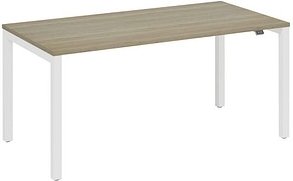 fm Catro Schreibtisch eiche, verkehrsweiß rechteckig, 4-Fuß-Gestell weiß 160,0 x 80,0 cm