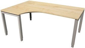 fm Sidney höhenverstellbarer Schreibtisch königsahorn C-Form, Bügel-Gestell silber 180,0 x 80,0/120,0 cm