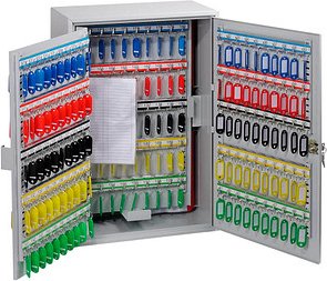 phoenix KC0604K Schlüsselkasten lichtgrau mit 200 Haken, Zylinderschloss, 38,0 x 14,0 x 55,0 cm, 1 St.