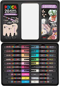 uni-ball POSCA Marker Metalletui DIY Acrylstift farbsortiert, 20 St.