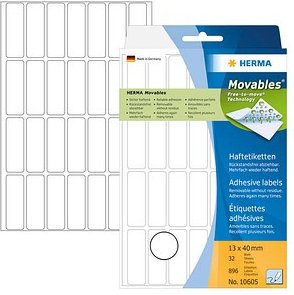 896 HERMA Movables Etiketten 10605 weiß 13,0 x 40,0 mm