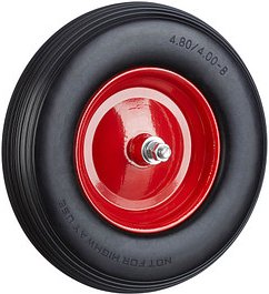 relaxdays Schubkarrenrad Vollgummi schwarz Stahl Felgen, Achse 2,0 cm