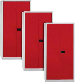 AKTION: BISLEY Metallschränke Universal E782A04506P3 lichtgrau, kardinalrot 4 Fachböden 91,4 x 40,0 x 195,0 cm, aufgebau...