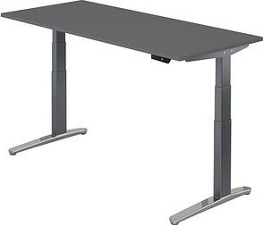 HAMMERBACHER VXBHM19 elektrisch höhenverstellbarer Schreibtisch grafit rechteckig, C-Fuß-Gestell grau 180,0 x 80,0 cm