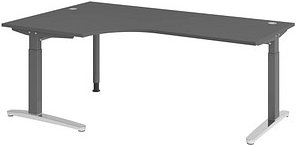 HAMMERBACHER VXB82 höhenverstellbarer Schreibtisch grafit L-Form, C-Fuß-Gestell grau 200,0 x 120,0 cm