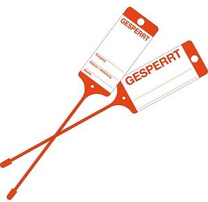 Thumbnail - EICHNER Hängeetiketten Gesperrt rot 21,5 x 5,8 cm gelocht, 200 St.