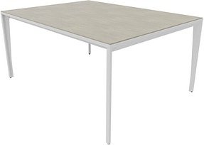 Quadrifoglio Konferenztisch X5 beton rechteckig, Vierkantrohr weiß, 160,0 x 120,0 x 75,0 cm