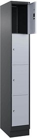 CP Schließfachschrank Classic PLUS schwarzgrau, weißaluminium 080020-104 S10013, 4 Schließfächer 30,0 x 50,0 x 185,0 cm