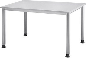 HAMMERBACHER Orbis höhenverstellbarer Schreibtisch lichtgrau rechteckig, 4-Fuß-Gestell silber 120,0 x 80,0 cm