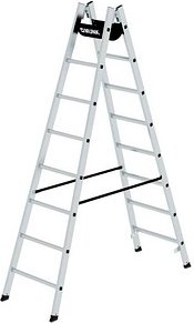 MUNK Stehleiter beidseitig 33016 silber 2x 8 Sprossen, H: 240,0 cm