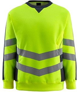 MASCOT® unisex Warnschutz-Langarmshirt Wigton gelb, schwarzblau Größe XL, 1 St.
