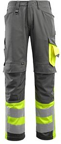 Thumbnail - MASCOT® unisex Warnschutzhose Leeds dunkelanthrazit, gelb Größe 44