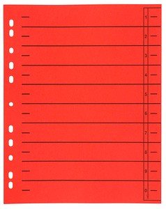 Thumbnail - Wekre Trennblätter DIN A4 0-9 rot, 230 g/m², 100 Blatt