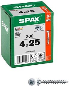 SPAX® Universalschrauben T20 Senkkopf WIROX 1191010400253 4 mm x 25 mm, 200 St.