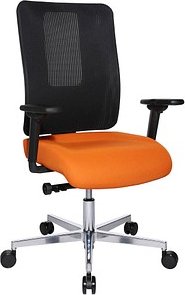 Topstar Bürostuhl Sitness Open X (N) Deluxe Alu mit Schiebesitz, OX39WTW2 T340 Stoff orange, Gestell alu