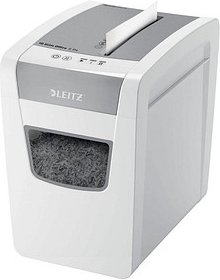 AKTION: LEITZ IQ Slim Office Aktenvernichter mit Partikelschnitt P-4, 4 x 28 mm, bis 12 Blatt, weiß mit 15 Euro CashBack
