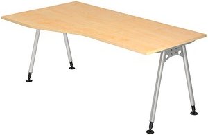 HAMMERBACHER AS18 höhenverstellbarer Schreibtisch ahorn Trapezform, A-Fuß-Gestell silber 180,0 x 80,0 cm