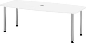 HAMMERBACHER Konferenztisch KT22C weiß Tonnenform, Rundrohr chrom, 220,0 x 83,0/103,0 x 72,0 - 74,0 cm