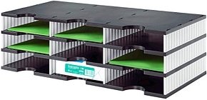 Thumbnail - styro Sortierstation styrodoc trio black & white schwarz/weiß mit 9 Fächern