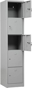 Gürkan Schließfachschrank lichtgrau 110009, 5 Schließfächer 41,0 x 45,0 x 190,0 cm