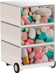 PAPERFLOW easyBox Business Rollcontainer weiß, bunt 4 Auszüge 39,0 x 43,6 x 64,2 cm