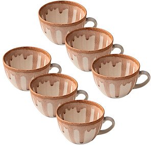 6 HEART & SOUL Kaffeetassen Perfect Match Oyster braun 0,34 l