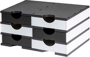 Thumbnail - styro Sortierstation styrodoc duo Standard schwarz/weiß mit 6 Fächern