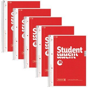 BRUNNEN Collegeblöcke Student kariert DIN A4 Innenrand, 5 Blöcke