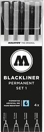 MOLOTOW BLACKLINER SET 1 Fineliner-Set schwarz, 4 St.