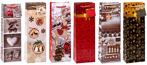 Thumbnail - 12 TSI Geschenktüten für Flaschen Weihnachten Serie 9 Motiv sortiert 12,0 x 36,0 cm