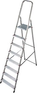 Thumbnail - KRAUSE Stehleiter einseitig CORDA silber 8 Stufen, H: 240,0 cm