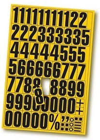 EICHNER Ziffern 0-9 Magnete gelb 22,5 x 32,5 cm, 2 Bogen