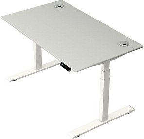Kerkmann Move 2 Plus elektrisch höhenverstellbarer Schreibtisch lichtgrau rechteckig, T-Fuß-Gestell weiß 140,0 x 80,0 cm