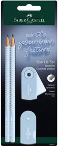 FABER-CASTELL Grip Sparkle Bleistift-Set B sky blue, 1 Set