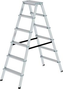 MUNK Stehleiter beidseitig 11236 silber 2x 6 Stufen, H: 139,0 cm