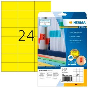 HERMA Etiketten 4466 gelb 70,0 x 37,0 mm, 20 Blatt