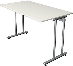 Thumbnail - Kerkmann Smart office Schreibtisch weiß rechteckig, C-Fuß-Gestell silber 120,0 x 65,0 cm