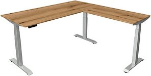Thumbnail - Kerkmann Move 4 elektrisch höhenverstellbarer Schreibtisch eiche rechteckig, T-Fuß-Gestell silber 180,0 x 180,0 cm