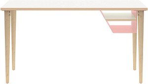 BISLEY Poise Schreibtisch verkehrsweiß rechteckig, 4-Fuß-Gestell eiche 140,0 x 60,0 cm