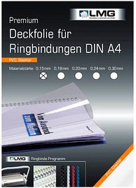 Thumbnail - LMG Deckfolien für Bindemappen PREMIUM transparent, DIN A4 0,15 mm, 100 St.